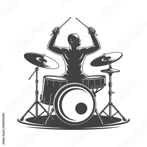 Musician playing drums with drumsticks drummer