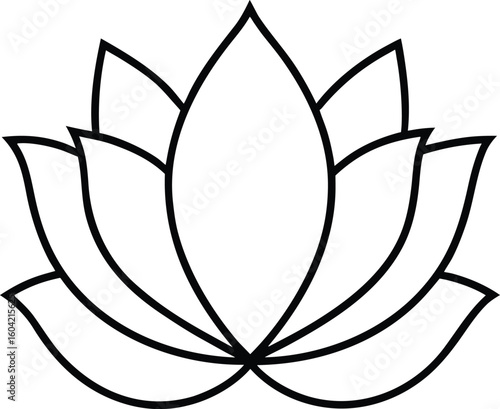 Clean line art layered lotus flower design isolated on transparent background