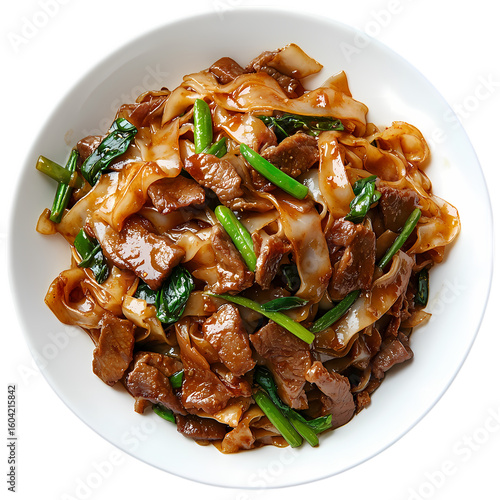 Delicious Pad See Ew Recipe Thai Chicken Noodles with Vegetables isolated on transparent background