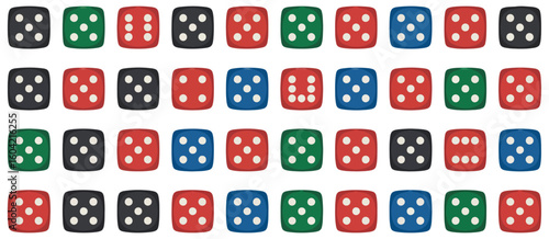 Colorful dominoes arranged in rows with white background