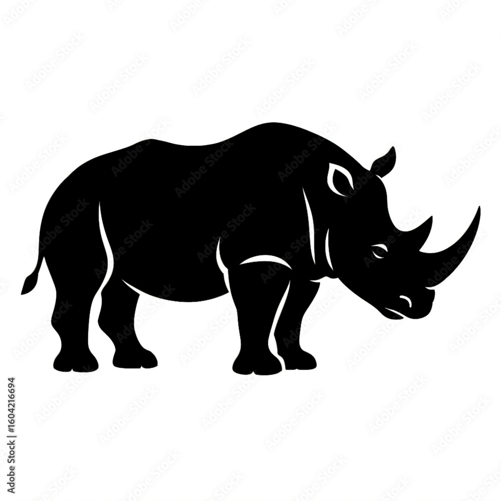 Fototapeta premium silhouette of a rhino illustration vector style coloring page