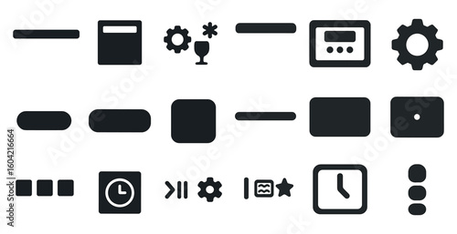 User interface solid icons set – flat, filled, ui and ux design symbols