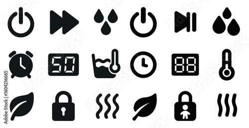 User interface solid icons set – minimalist, filled, digital interface symbols