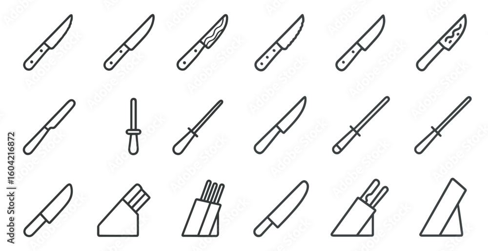 Kitchen utensil outline icons set – line, cooking, culinary tools collection Kitchen utensil outline icons set – line, cooking, culinary tools collection