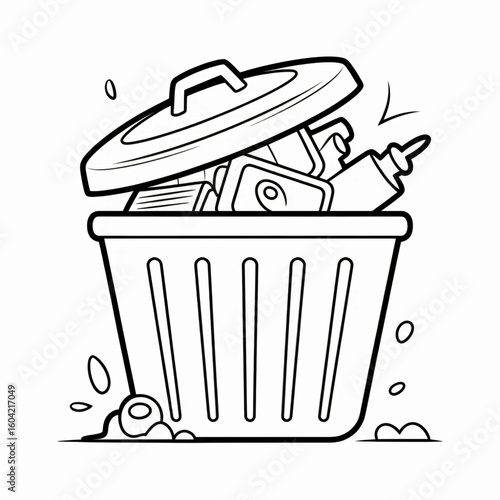 Garbage illustration vector style coloring page
