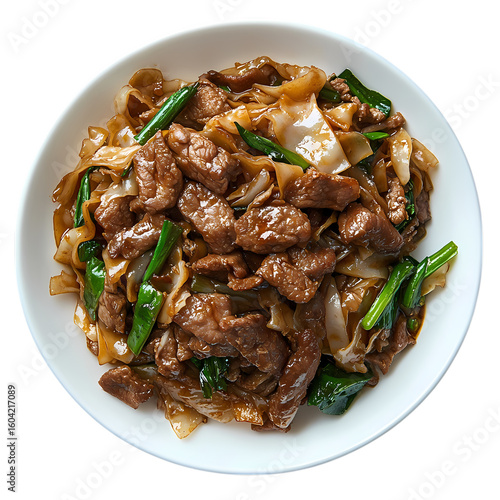 Delicious Pad See Ew Recipe Thai Chicken Noodles with Vegetables isolated on transparent background