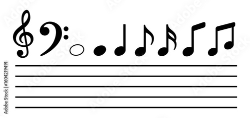 Music notes icon set. Musical key symbols. Music notes symbols vector illustration