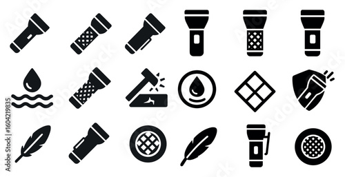 Camping and outdoors icons set – solid, silhouette, adventure essentials