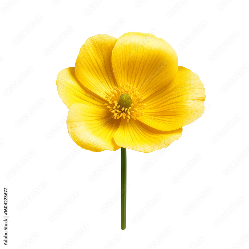 Vibrant yellow flower with delicate petals and green stem Vibrant yellow flower with delicate petals and green stem