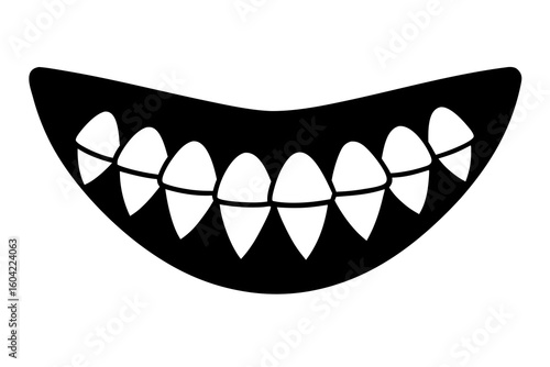 Whimsical Candy Corn Teeth in a Playful Giggling Mouth Illustration