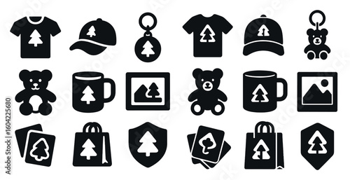 Nature silhouette icons set – solid, outline, outdoor and environment symbols