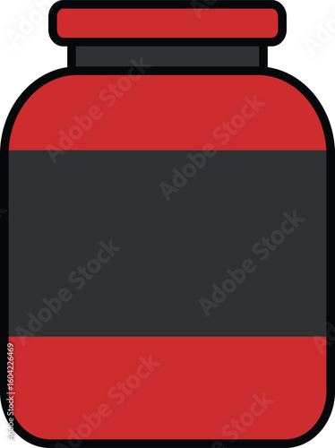 Red black protein supplement jar illustration