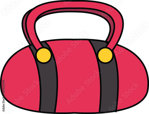 Gym duffel bag with black straps illustration