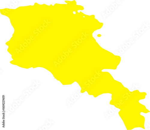Yellow silhouette of Armenia map on a white background. Clean vector illustration ideal for educational use, geographic designs, infographics, and political or cultural materials.