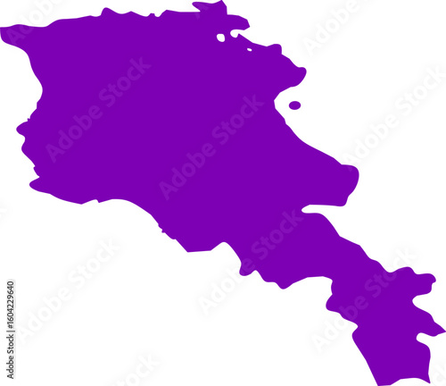 Purple silhouette of Armenia map on a white background. Clean vector illustration ideal for educational use, geographic designs, infographics, and political or cultural materials.
