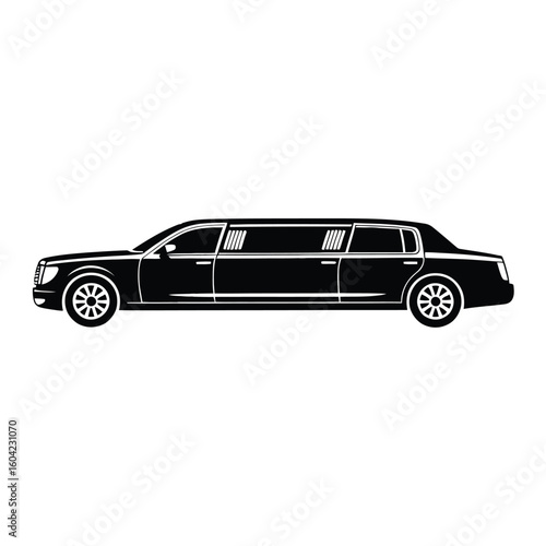 Limousine Icon, Vector, Illustration, Outline, Line Art, Silhouette, Logo, White Background.