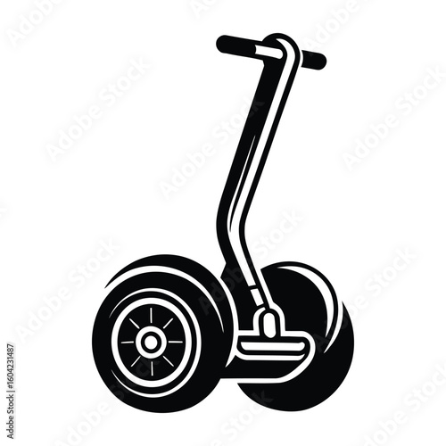 Segway Icon, Vector, Illustration, Outline, Line Art, Silhouette, Logo, White Background.