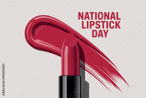 National Lipstick Day Red Lipstick Design with Brushstroke