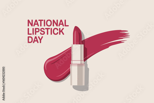 National Lipstick Day Red Lipstick Design with Brushstroke