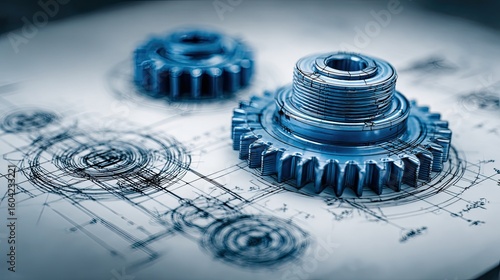 Machinery components blueprint design, technical drawing, engineering art, industrial plan, mechanical parts sketch