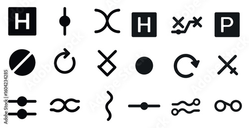 Transportation symbols silhouette icons set – signs, signals, transit collection