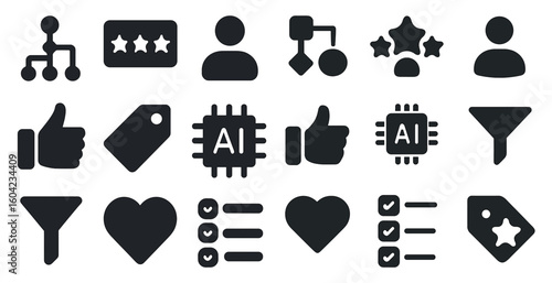 Business and marketing filled icons set – solid, vector, analytics and strategy symbols