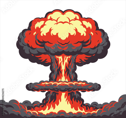 Nuclear Explosion Mushroom Cloud Vector Illustration
