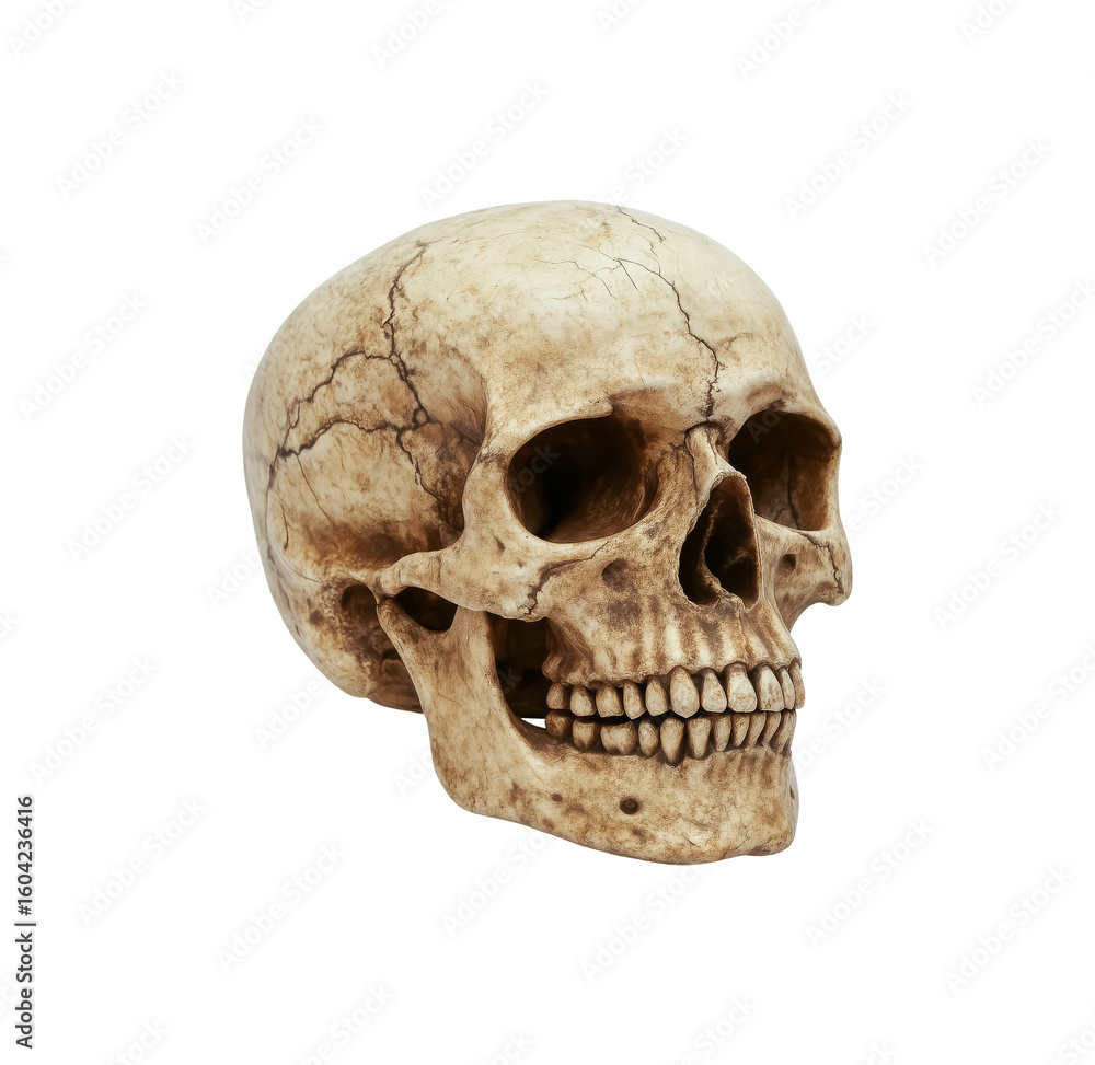 Obraz premium Halloween human skull isolated on transparent background.