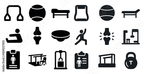 Fitness and exercise filled icons set – solid, workout and health symbols