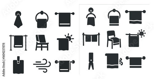 Home and bath solid icons set – flat, filled, bathroom and hygiene symbols