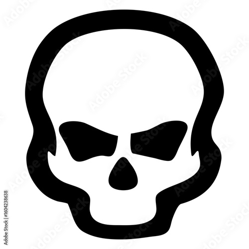 Calavera de hombre. Icono de calavera humana para felicitaciones y tarjetas de Halloween