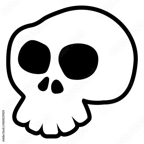 Calavera de hombre. Icono de calavera humana para felicitaciones y tarjetas de Halloween