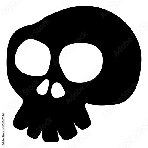 Calavera de hombre. Icono de calavera humana para felicitaciones y tarjetas de Halloween