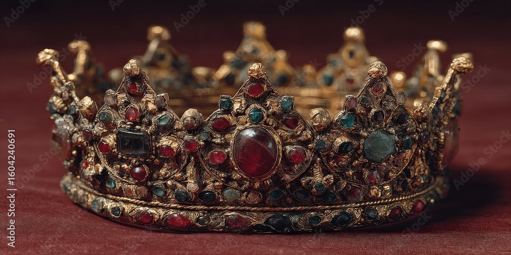 Obraz premium Ancient Regal Crown with Gems and Ornate Details
