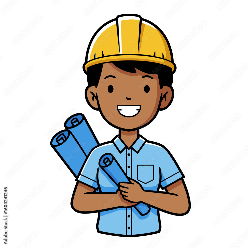 An architect holding blueprints, ready for construction. An architect holding blueprints, ready for construction.