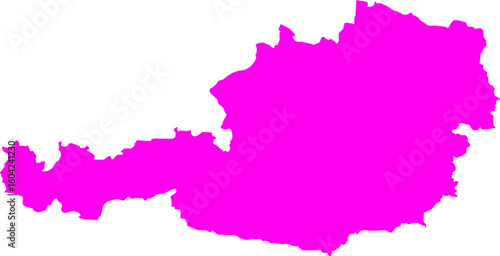 Pink silhouette map of Austria on a white background. Clean vector outline perfect for educational use, infographics, geographic materials, and political or cultural designs.
