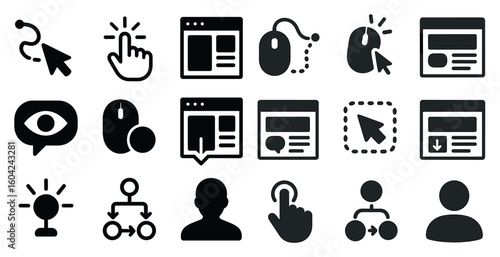 User interface solid icons set – filled, button, web elements for ux design