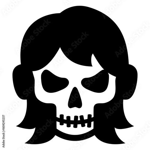 Feliz Halloween. Día de los muertos. Disfraz de zombi. Icono con cabeza de mujer joven con máscara de calavera