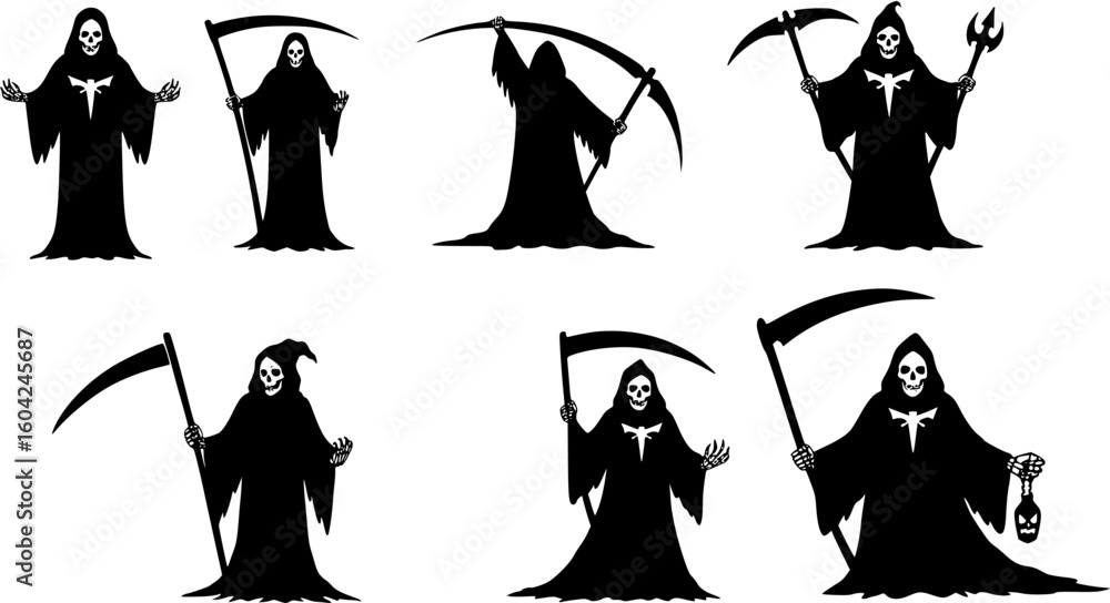 custom made wallpaper toronto digitalset vector various halloween grim reaper silhouettes