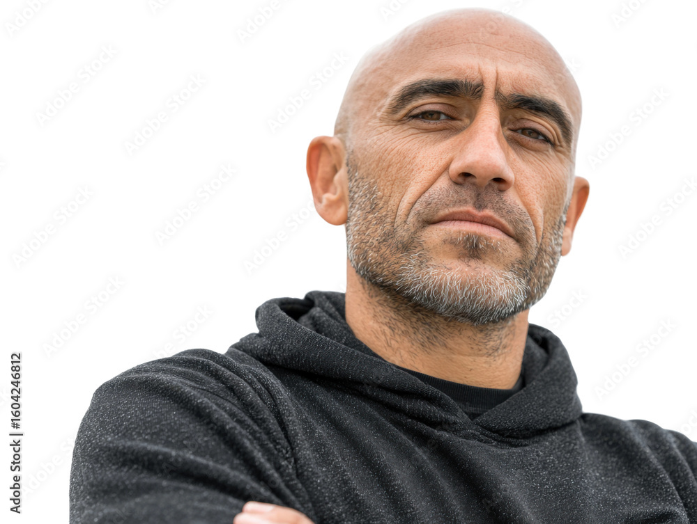 Obraz premium Confident man portrait outdoor setting lifestyle photography close-up. Isolated on transparent background, png.