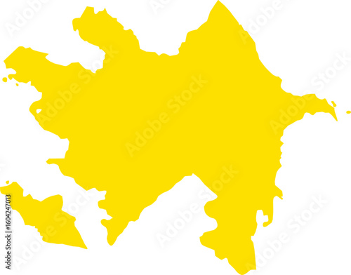 Yellow silhouette map of Azerbaijan on a white background. High-quality vector illustration ideal for educational content, geographic infographics, and political or cultural designs.