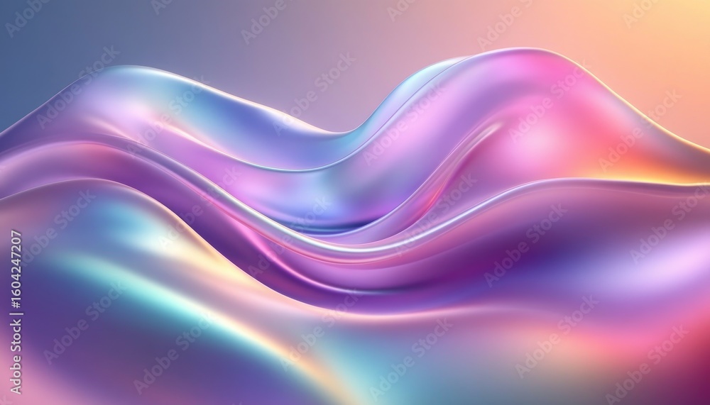 Naklejka premium Abstract Fluid Fabric Waves with Pastel Gradient Color and Shiny Texture
