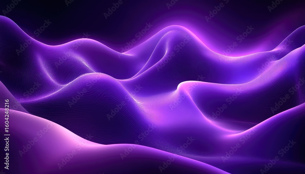 Obraz premium Abstract Purple Wavy Background with Luminous Edges and Smooth Texture Detail