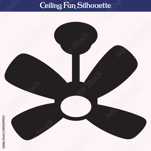 Silhouette of Ceiling Fan with Four Blades
