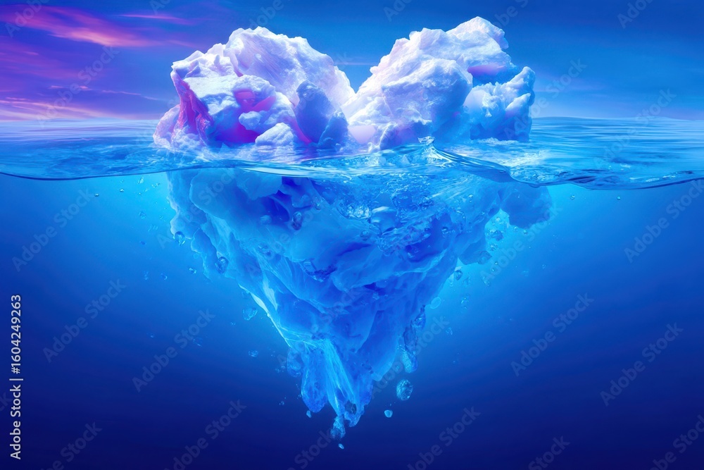 Fototapeta premium ice cubes in water like a heart