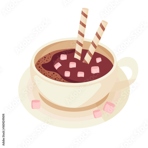 cup of  cocoa drink with marshmallow 