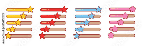 Cute Colorful Rating Bars with Stars – Game UI Elements