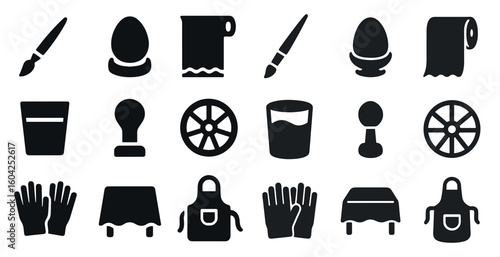 Cooking and kitchen silhouette icons set – solid, filled, culinary and utensil symbols