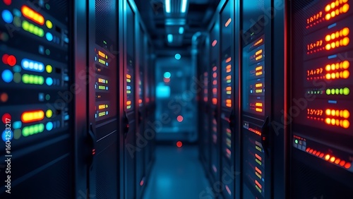A sleek server rack with glowing indicators, embodying modern technology and innovation.