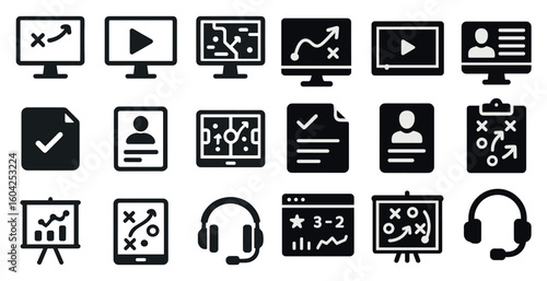 Business and communication filled icons set – solid, silhouette, professional symbols